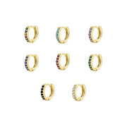 925 Sterling Silver Gold Rings Plated Cubic Crystal Cuff Huggie Hoop Earrings Au - Silver-Black Crystal V528-R-SILVER-BLACKCRYSTAL-37987