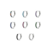 925 Sterling Silver Gold Rings Plated Cubic Crystal Cuff Huggie Hoop Earrings Au - Silver-Calaite Crystal V528-R-SILVER-CALAITECRYSTAL-89064