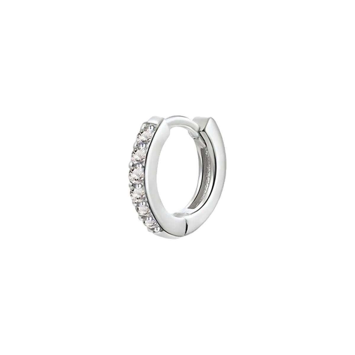 925 Sterling Silver Gold Rings Plated Cubic Crystal Cuff Huggie Hoop Earrings Au - Silver-Calaite Crystal V528-R-SILVER-CALAITECRYSTAL-89064
