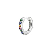 925 Sterling Silver Gold Rings Plated Cubic Crystal Cuff Huggie Hoop Earrings Au - Silver-Calaite Crystal V528-R-SILVER-CALAITECRYSTAL-89064