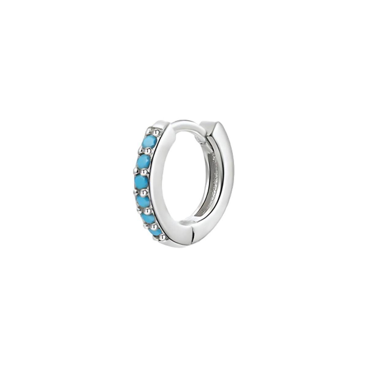 925 Sterling Silver Gold Rings Plated Cubic Crystal Cuff Huggie Hoop Earrings Au - Silver-Calaite Crystal V528-R-SILVER-CALAITECRYSTAL-89064