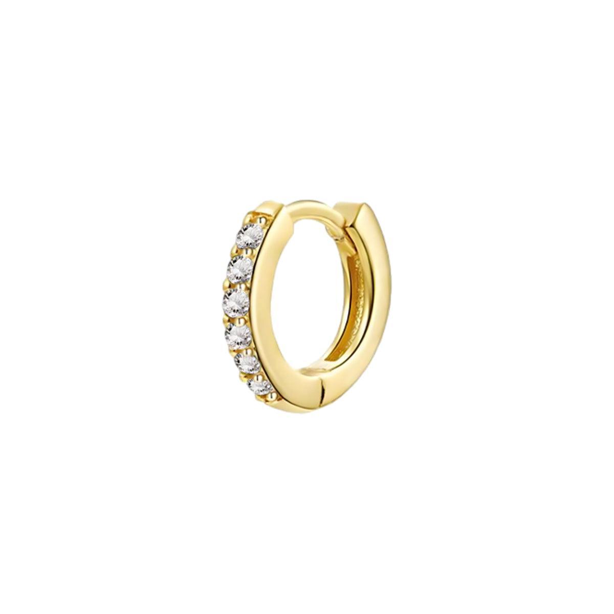925 Sterling Silver Gold Rings Plated Cubic Crystal Cuff Huggie Hoop Earrings Au - Silver-Calaite Crystal V528-R-SILVER-CALAITECRYSTAL-89064