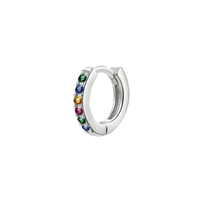 925 Sterling Silver Gold Rings Plated Cubic Crystal Cuff Huggie Hoop Earrings Au - Silver-Purple Crystal V528-R-SILVER-PURPLECRYSTAL-54308