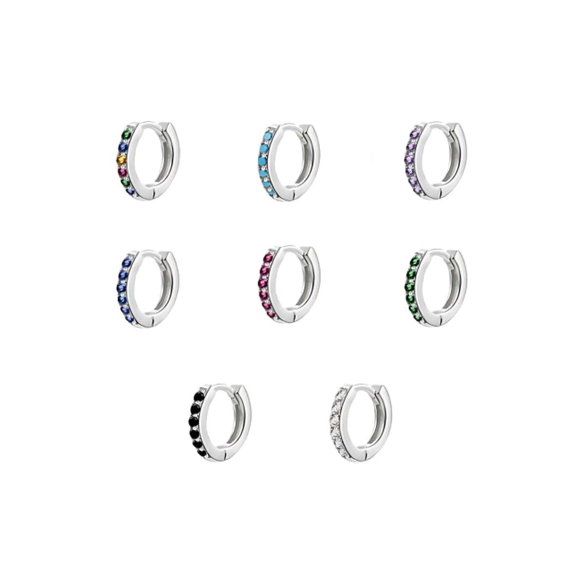 925 Sterling Silver Gold Rings Plated Cubic Crystal Cuff Huggie Hoop Earrings Au - Silver-Red Crystal V528-R-SILVER-REDCRYSTAL-34221