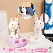 Cartoon Rabbit Phone Holder Desktop Stand Cute Mobile Phone Stand for Office - White V528-RABBIT-WHITE-593873