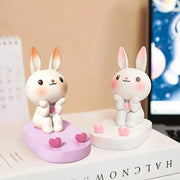 Cartoon Rabbit Phone Holder Desktop Stand Cute Mobile Phone Stand for Office - White V528-RABBIT-WHITE-593873