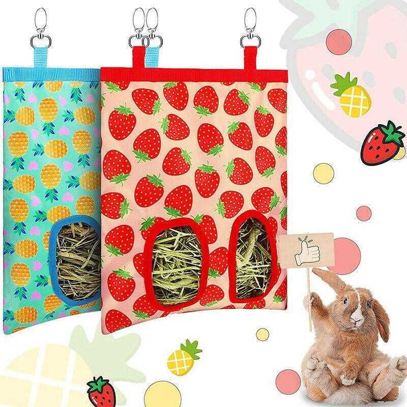 Hay Bag Guinea Pig Rabbit Feeding Bag Animal Hay Feeder Bag Hanging Feeder - Red V528-RABBITFEEDINGBAG-RED-346083