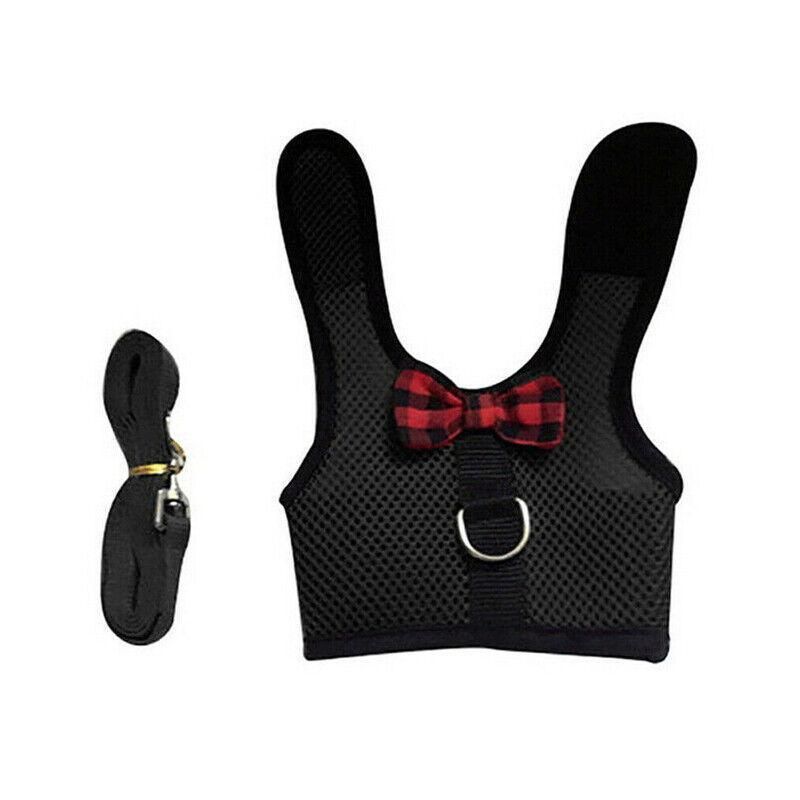 Rabbit Vest Harness Leash Lead Small Animal Pet Mesh Hamster Bunny Traction Rope S - Black V528-RABBITHARNESS-BLACK-S-393906