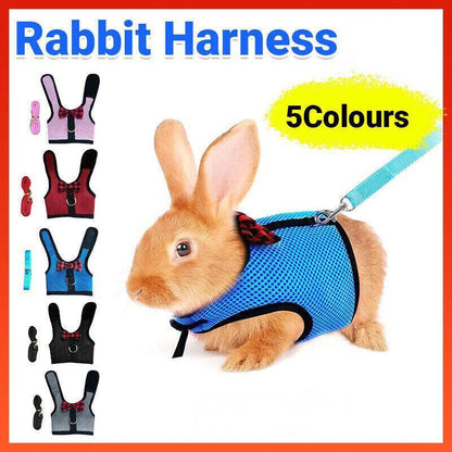 Rabbit Vest Harness Leash Lead Small Animal Pet Mesh Hamster Bunny Traction Rope L - Grey V528-RABBITHARNESS-GREY-L-706420