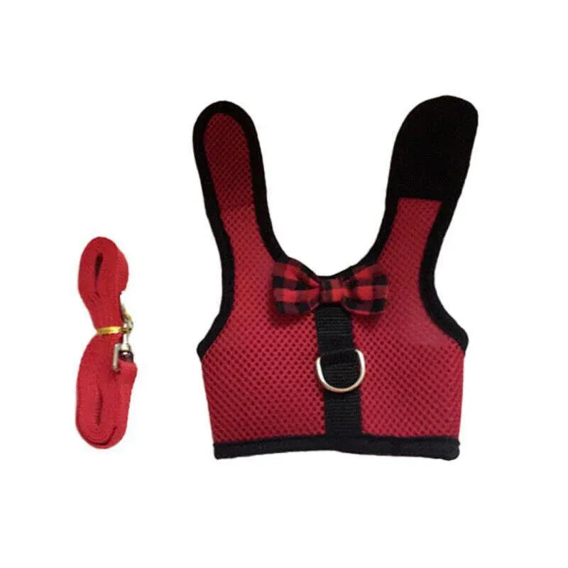 Rabbit Vest Harness Leash Lead Small Animal Pet Mesh Hamster Bunny Traction Rope S - Red V528-RABBITHARNESS-RED-S-312311