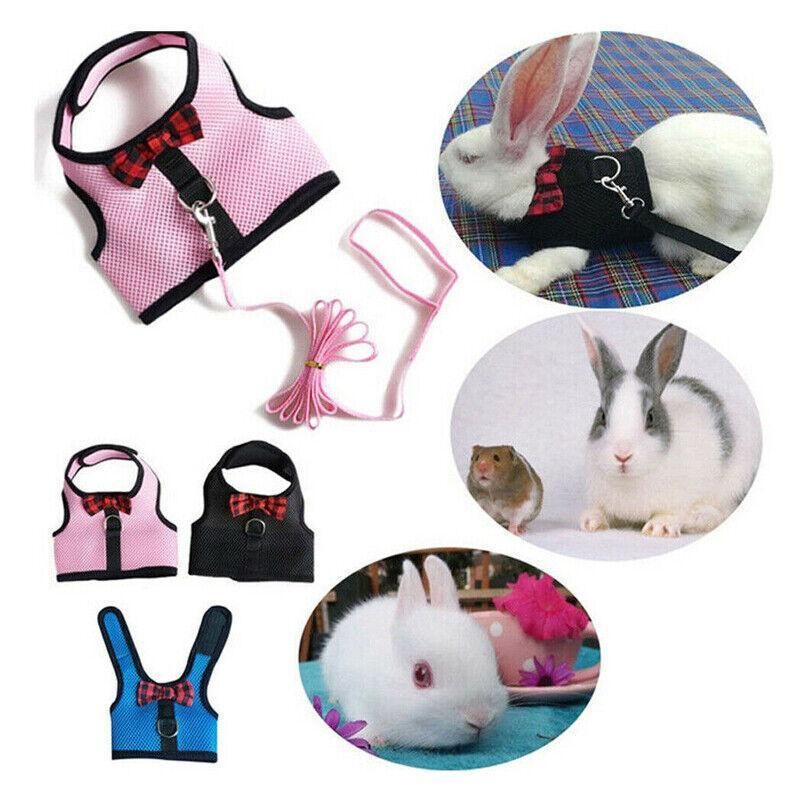 Rabbit Vest Harness Leash Lead Small Animal Pet Mesh Hamster Bunny Traction Rope S - Red V528-RABBITHARNESS-RED-S-312311