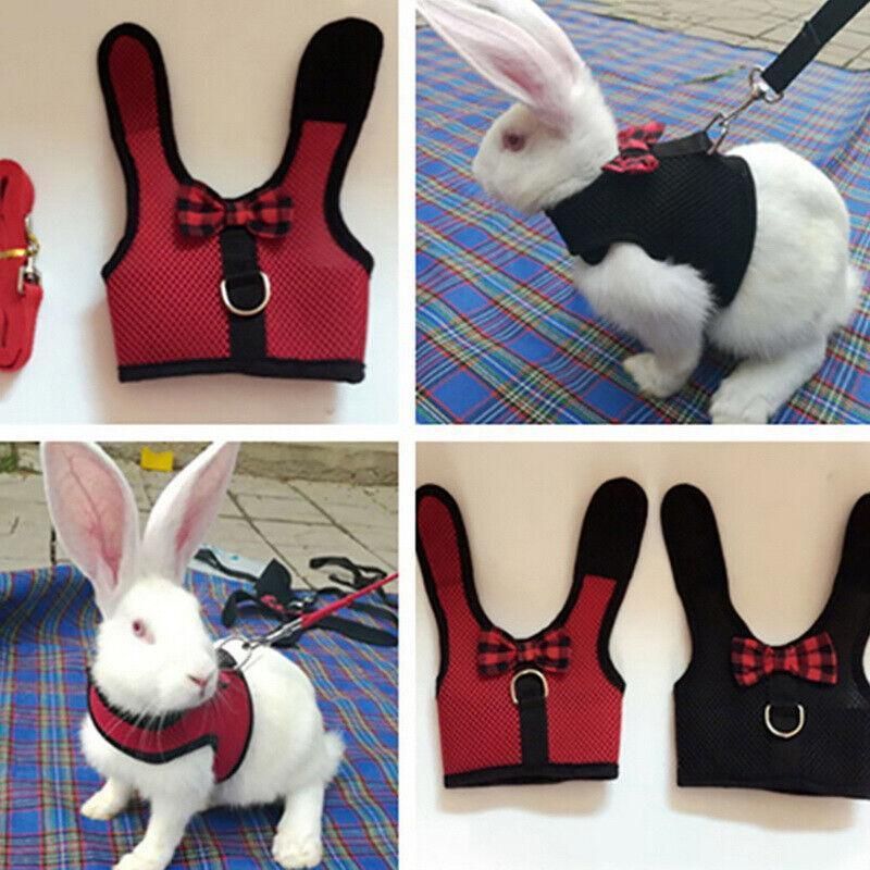 Rabbit Vest Harness Leash Lead Small Animal Pet Mesh Hamster Bunny Traction Rope S - Red V528-RABBITHARNESS-RED-S-312311