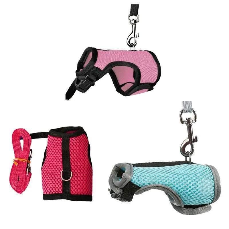 Small Animal Harness Guinea Pig Forret Hamster Rabbit Squirrel Vest Clothes Lead M Size - Rose Red V528-RABBITVEST-RED-M-36083