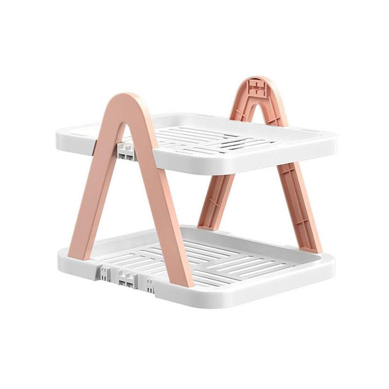 2/3 Tier Removable Shoe Rack Folding Storage Shelf Simple Space Saving Organizer - 2Tier-Pink V528-RACK-2-PINK-397325