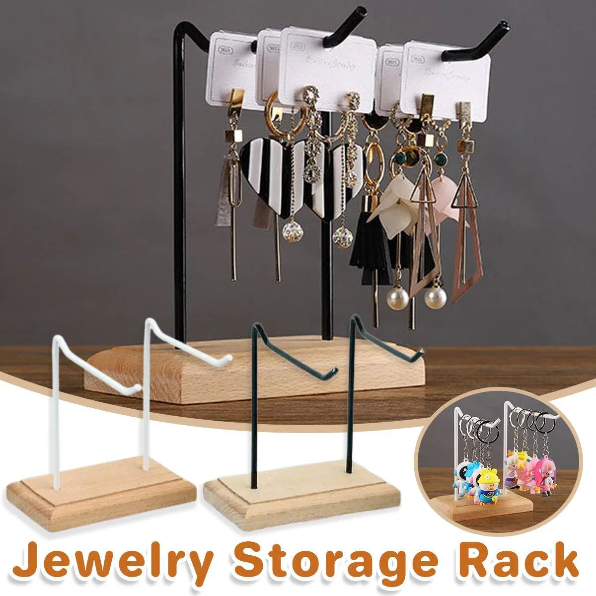 Iron Earrings Display Rack Jewellery Holder Hanging Keychain Bracelet Shelf - White V528-RACK-2-WHITE-413435