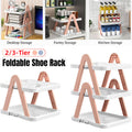 2/3 Tier Removable Shoe Rack Folding Storage Shelf Simple Space Saving Organizer - 3Tier-Pink V528-RACK-3-PINK-388627