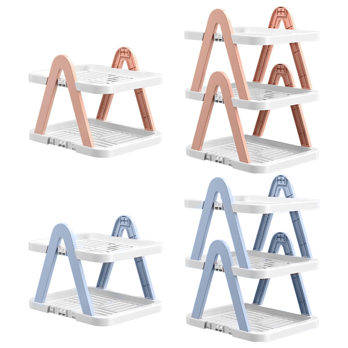 2/3 Tier Removable Shoe Rack Folding Storage Shelf Simple Space Saving Organizer - 3Tier-Pink V528-RACK-3-PINK-388627