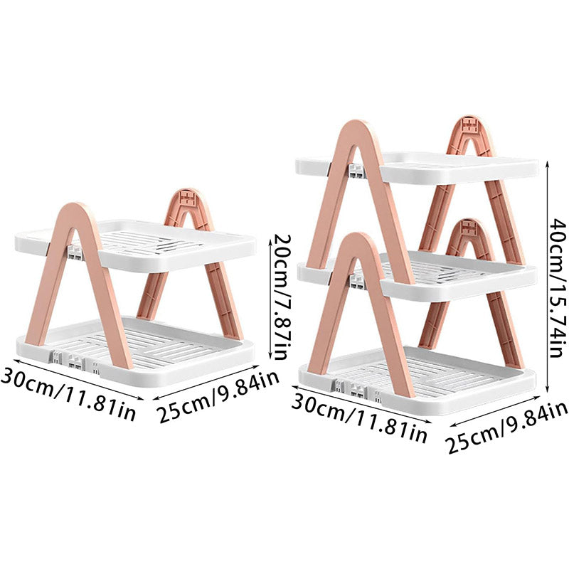 2/3 Tier Removable Shoe Rack Folding Storage Shelf Simple Space Saving Organizer - 3Tier-Pink V528-RACK-3-PINK-388627