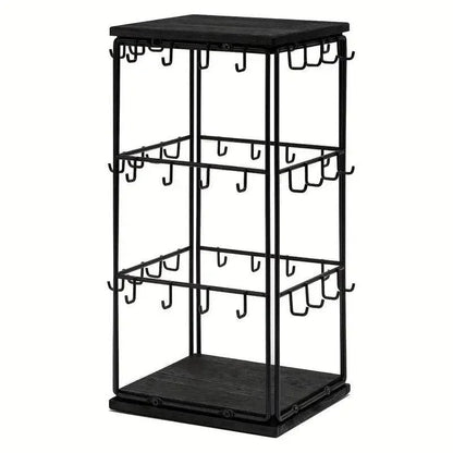 Iron Desktop Earrings Display Organizer Jewellery Stand Holder for Home Storage - Black V528-RACK-BLACK-172396