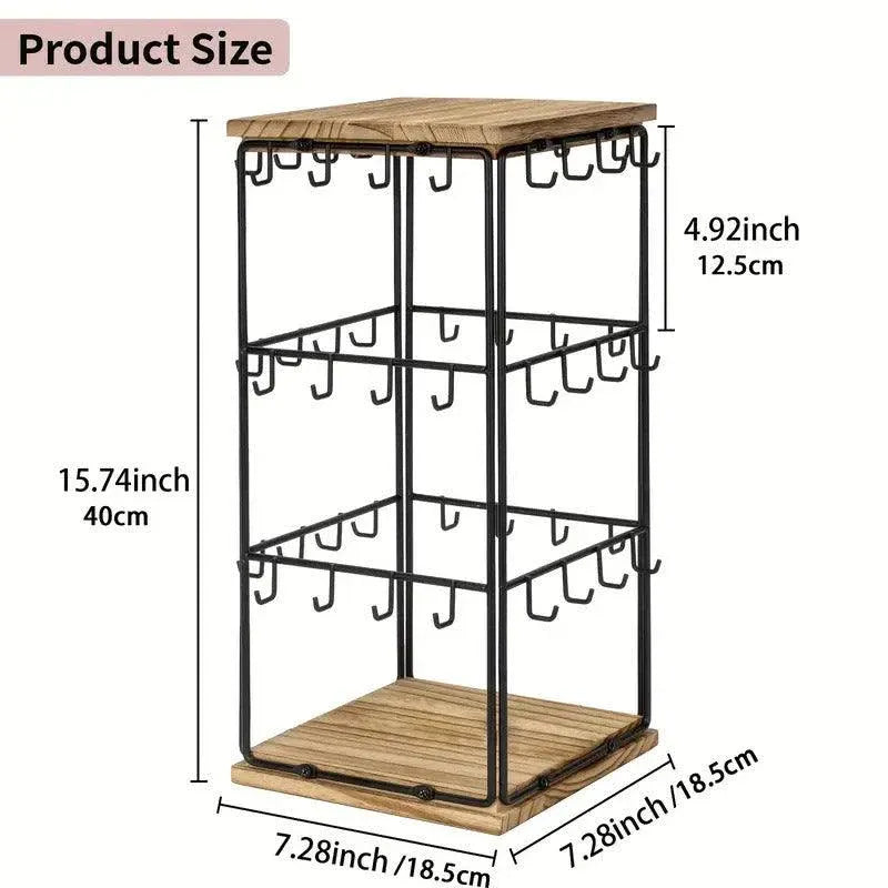 Iron Desktop Earrings Display Organizer Jewellery Stand Holder for Home Storage - Black V528-RACK-BLACK-172396