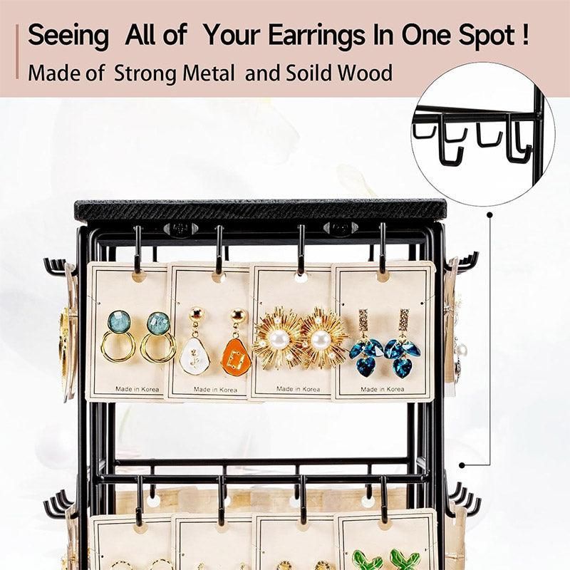Iron Desktop Earrings Display Organizer Jewellery Stand Holder for Home Storage - Black V528-RACK-BLACK-172396