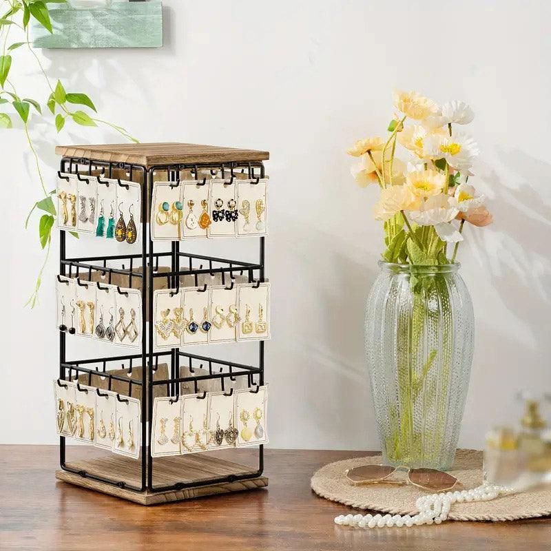 Iron Desktop Earrings Display Organizer Jewellery Stand Holder for Home Storage - Black V528-RACK-BLACK-172396