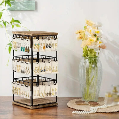 Iron Desktop Earrings Display Organizer Jewellery Stand Holder for Home Storage - Black V528-RACK-BLACK-172396