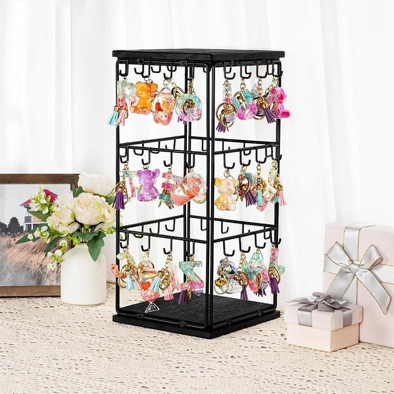 Iron Desktop Earrings Display Organizer Jewellery Stand Holder for Home Storage - Black V528-RACK-BLACK-172396