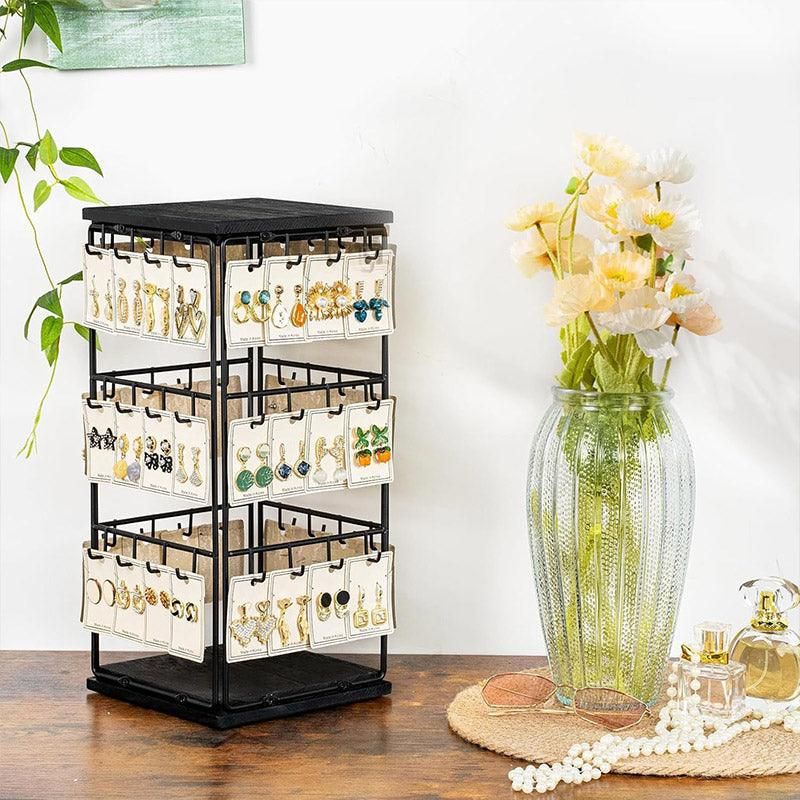Iron Desktop Earrings Display Organizer Jewellery Stand Holder for Home Storage - Black V528-RACK-BLACK-172396