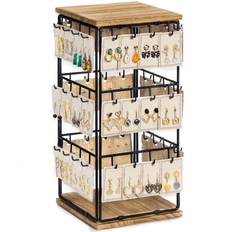 Iron Desktop Earrings Display Organizer Jewellery Stand Holder for Home Storage - Black V528-RACK-BLACK-172396