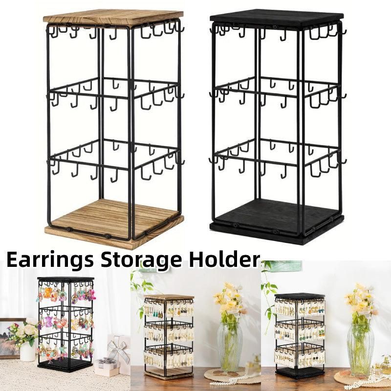 Iron Desktop Earrings Display Organizer Jewellery Stand Holder for Home Storage - Black V528-RACK-BLACK-172396