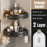 Bathroom Corner Shower Shelf Shampoo Soap Holder Rack Storage Organiser Caddy V528-RACK-BLACK-434157