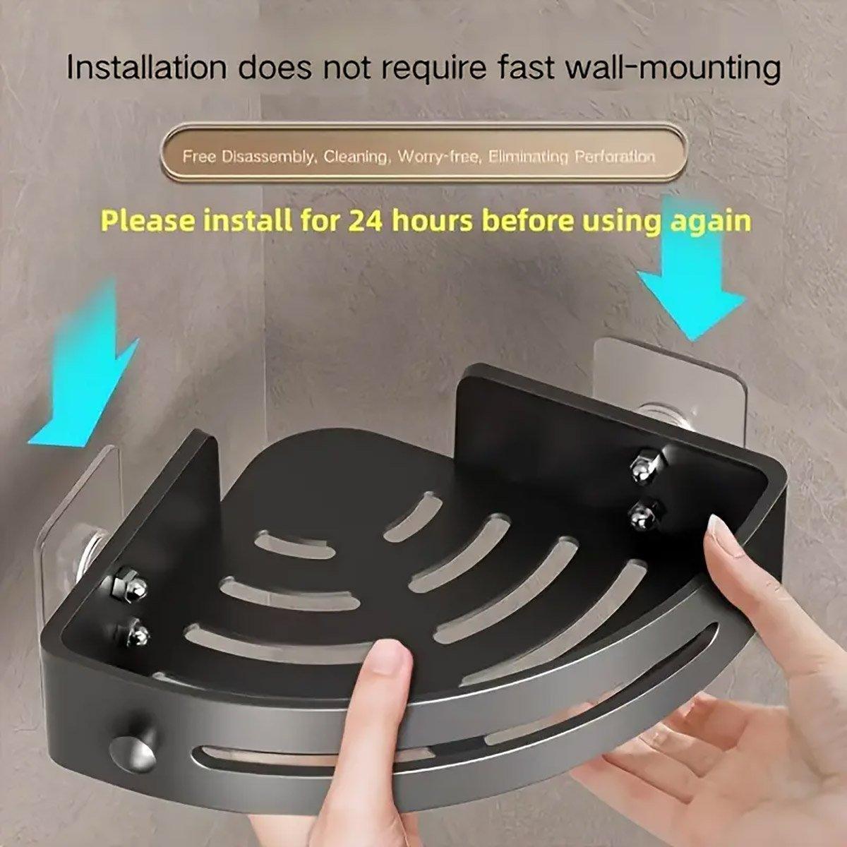Bathroom Corner Shower Shelf Shampoo Soap Holder Rack Storage Organiser Caddy V528-RACK-BLACK-434157