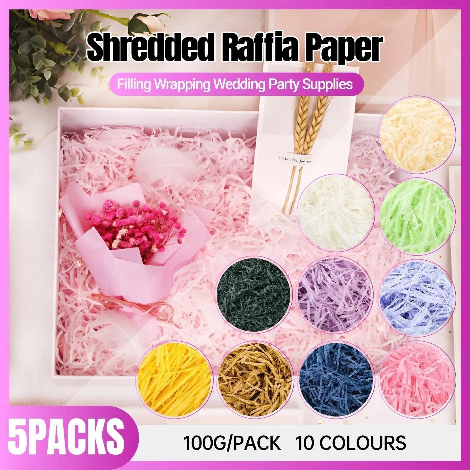 500g Colorful Raffia Paper Shreds Gift Box Filler Decorative Packaging - 5Packs-Beige V528-RAFFIA-5PACKS-BEIGE-572365