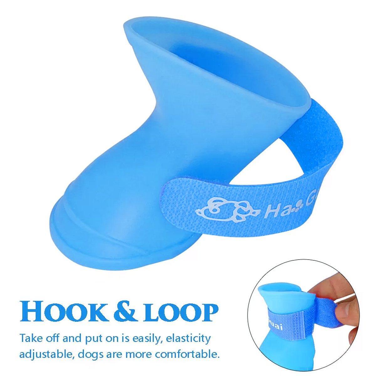 4pcs Cartoon Boots Pet Rain Shoes Waterproof Non-Slip Wear-Resistant Dog Shoes - Blue - S V528-RAIN-BOOTS-BLUE-S-101458