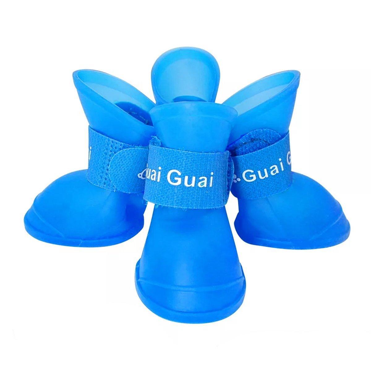 4pcs Cartoon Boots Pet Rain Shoes Waterproof Non-Slip Wear-Resistant Dog Shoes - Blue - S V528-RAIN-BOOTS-BLUE-S-101458