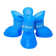 4pcs Cartoon Boots Pet Rain Shoes Waterproof Non-Slip Wear-Resistant Dog Shoes - Blue - S V528-RAIN-BOOTS-BLUE-S-101458
