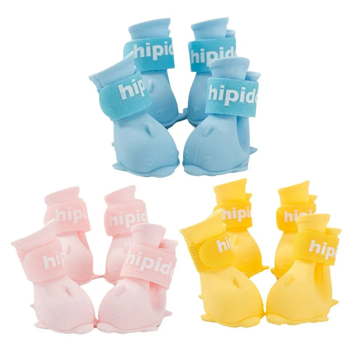 4pcs Cartoon Pet Rain Boots Waterproof Non-Slip Wear-Resistant Shoes for Dogs - Blue - M V528-RAIN-BOOTS-J-BLUE-M-394780
