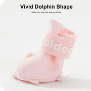 4pcs Cartoon Pet Rain Boots Waterproof Non-Slip Wear-Resistant Shoes for Dogs - Blue - M V528-RAIN-BOOTS-J-BLUE-M-394780