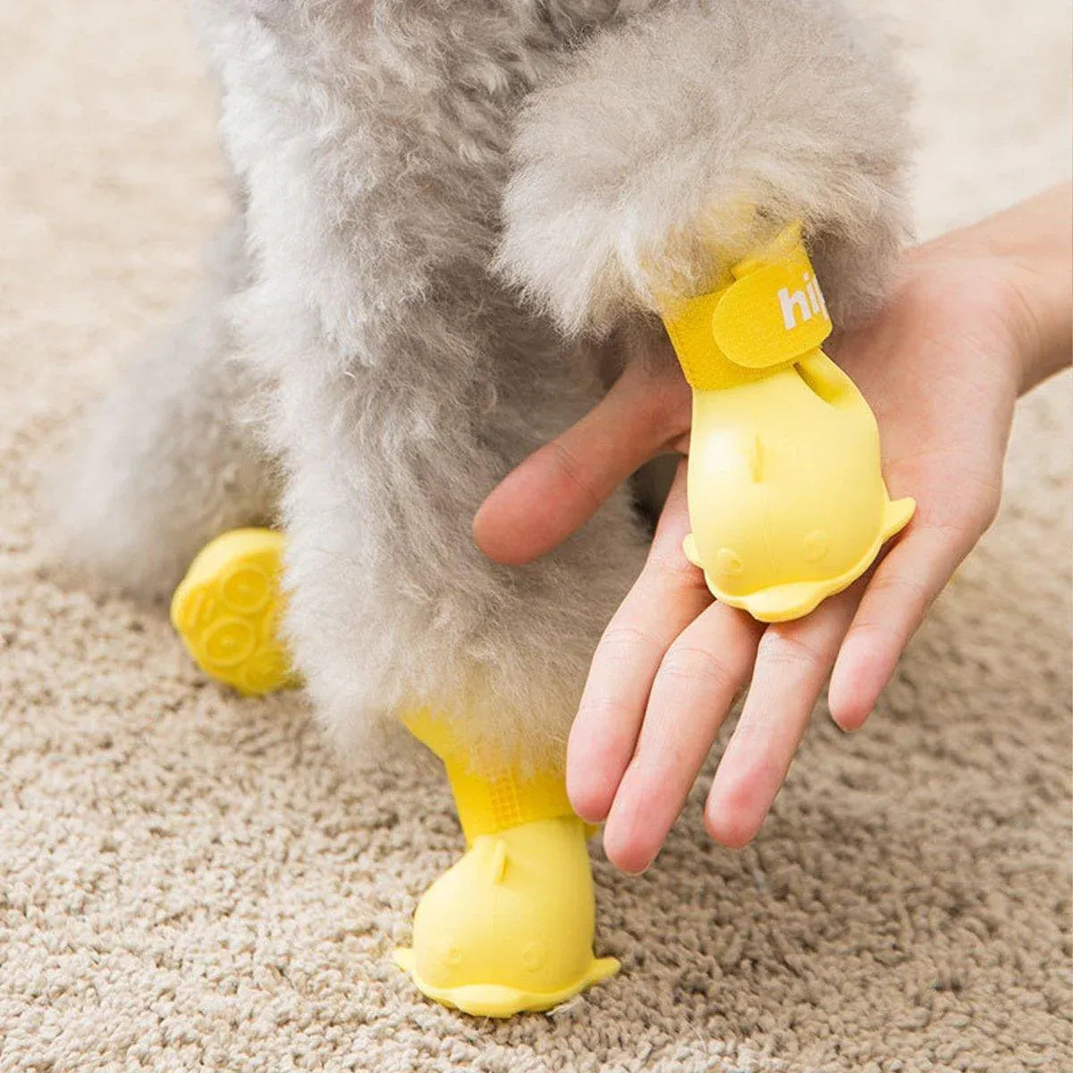 4pcs Cartoon Pet Rain Boots Waterproof Non-Slip Wear-Resistant Shoes for Dogs - Blue - M V528-RAIN-BOOTS-J-BLUE-M-394780