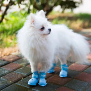4pcs Cartoon Pet Rain Boots Waterproof Non-Slip Wear-Resistant Shoes for Dogs - Blue - M V528-RAIN-BOOTS-J-BLUE-M-394780