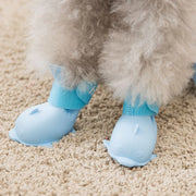 4pcs Cartoon Pet Rain Boots Waterproof Non-Slip Wear-Resistant Shoes for Dogs - Blue - M V528-RAIN-BOOTS-J-BLUE-M-394780