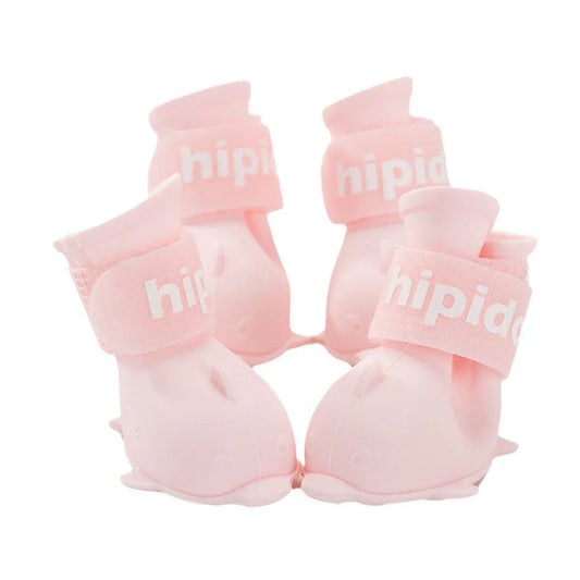4pcs Cartoon Pet Rain Boots Waterproof Non-Slip Wear-Resistant Shoes for Dogs - Pink - M V528-RAIN-BOOTS-J-PINK-M-520133