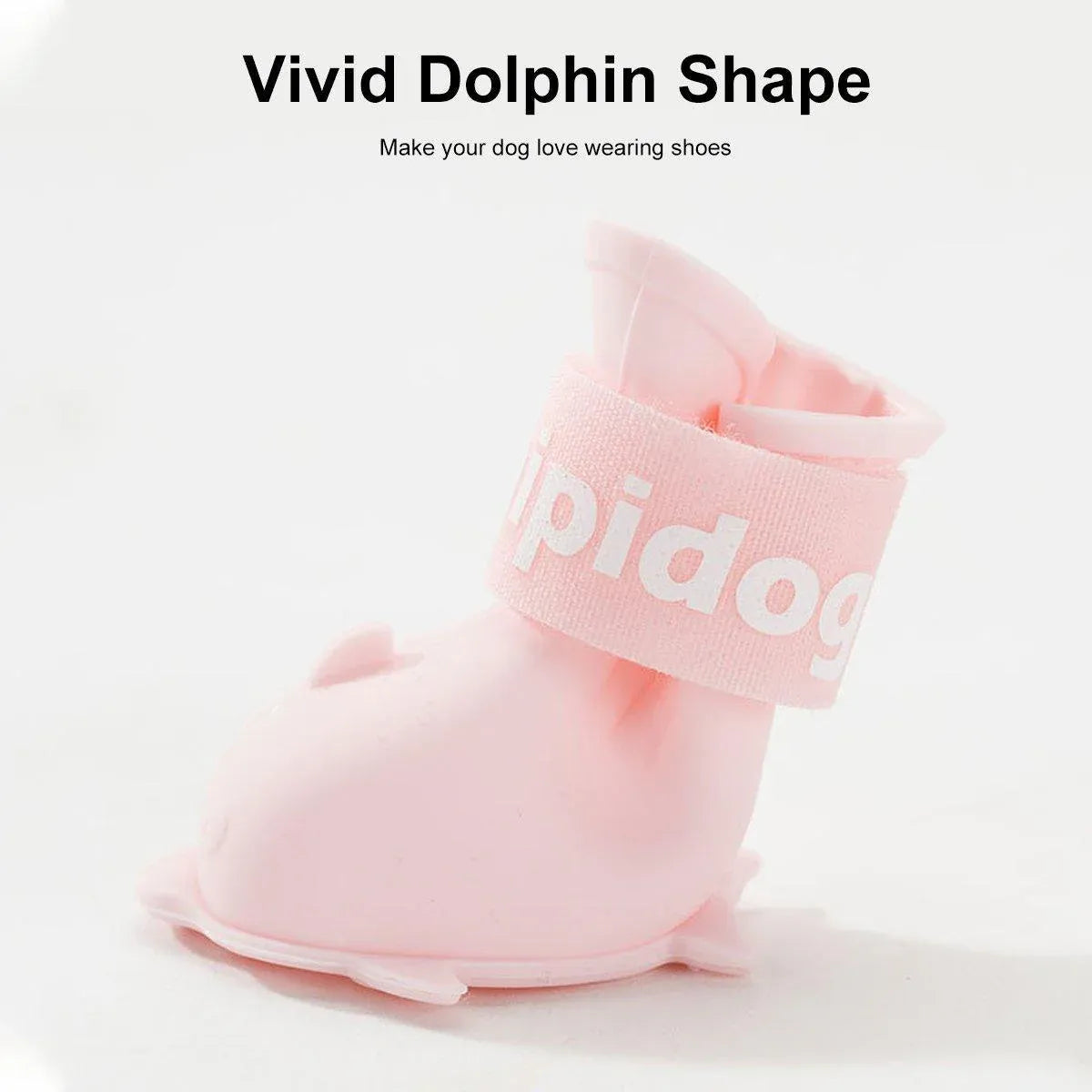 4pcs Cartoon Pet Rain Boots Waterproof Non-Slip Wear-Resistant Shoes for Dogs - Pink - M V528-RAIN-BOOTS-J-PINK-M-520133