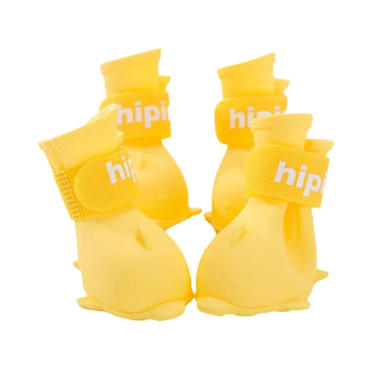 4pcs Cartoon Pet Rain Boots Waterproof Non-Slip Wear-Resistant Shoes for Dogs - Yellow - M V528-RAIN-BOOTS-J-YELLOW-M-434505