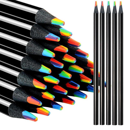 Rainbow Colour Pencils Multicolour Gradient Drawing Pencils for Students V528-RAINBOW-PENCIL-BLACK-16PCS-843965