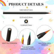 Rainbow Colour Pencils Multicolour Gradient Drawing Pencils for Students V528-RAINBOW-PENCIL-BLACK-16PCS-843965