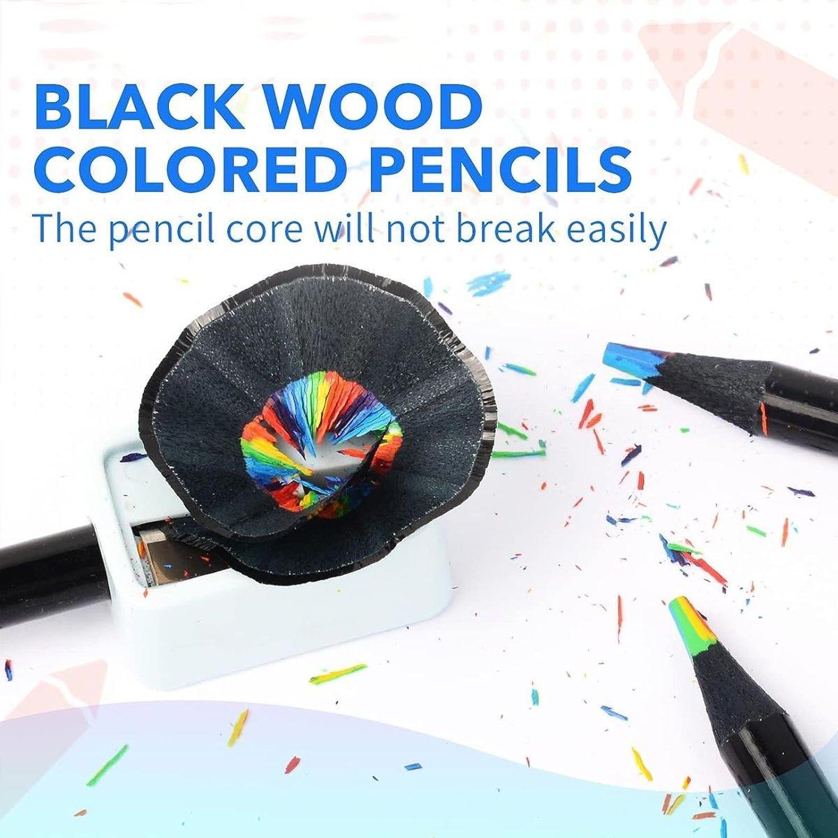 Rainbow Colour Pencils Multicolour Gradient Drawing Pencils for Students V528-RAINBOW-PENCIL-BLACK-16PCS-843965