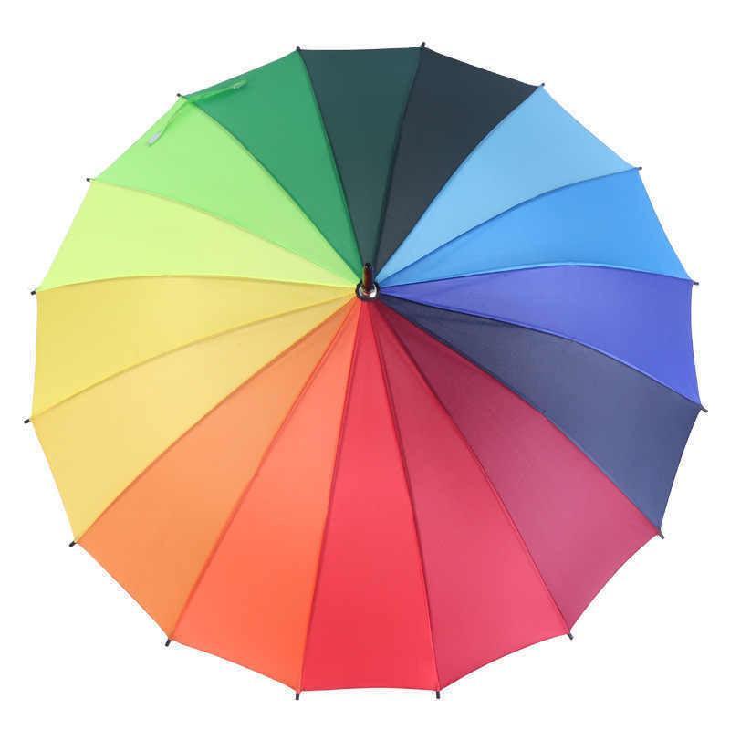 16 Ribs Large Rainbow Umbrella Fashion Straight Long Handle Anti Uv Sun Rain Au V528-RAINBOWUMBRELLA-351586