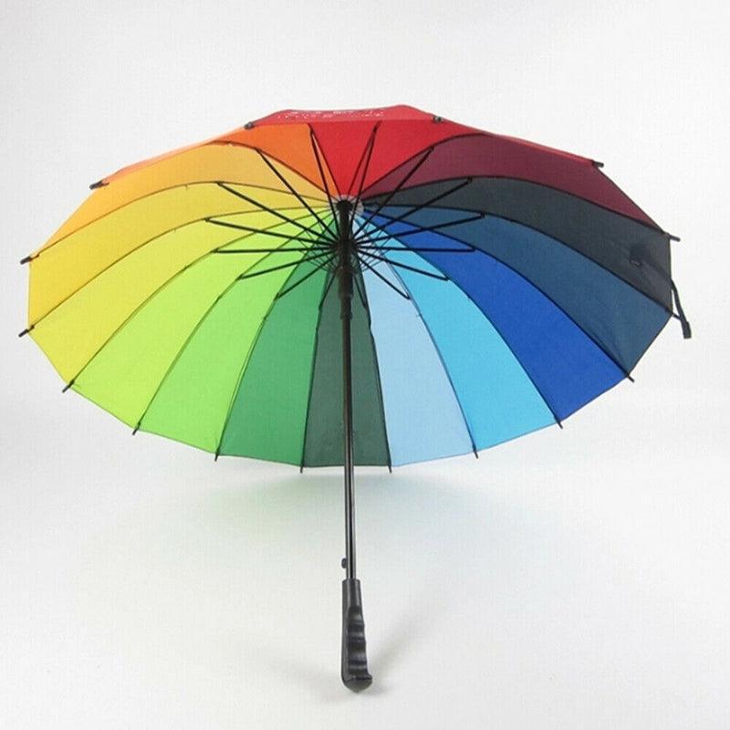 16 Ribs Large Rainbow Umbrella Fashion Straight Long Handle Anti Uv Sun Rain Au V528-RAINBOWUMBRELLA-351586